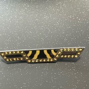 Pierre Bex Artist? Gold and Black Rhinestone Brooch